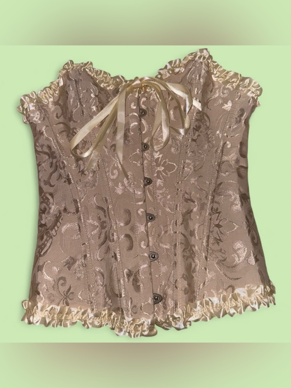 Champagne Brocade Strapless Corset
